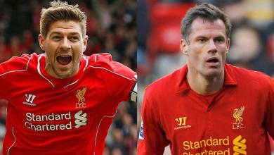 Jamie Carragher said that Steven Gerrard is head and shoulders above his former England teammates Frank Lampard and Paul Scholes-compressed