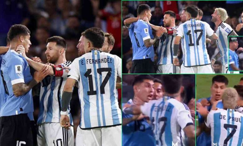 Lionel Messi and Mathias Olivera. (Source: ESPN)