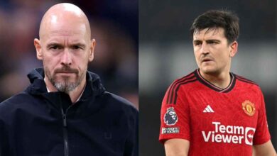 Erik ten Hag and Harry Maguire. (Source; BBC)