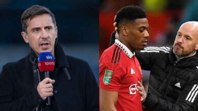 Gary Neville, Anthony Martial and Erik ten Hag. (Source: ESPN)