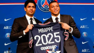 Kylian Mbappe with PSG president (Source: BBC )